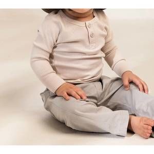 NEW MARMAR COPENHAGEN boys ribbed long sleeve henley shirt in vanilla